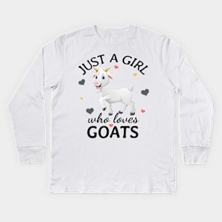 Just a Girl Who Loves goats Gift Kids Long Sleeve T-Shirt